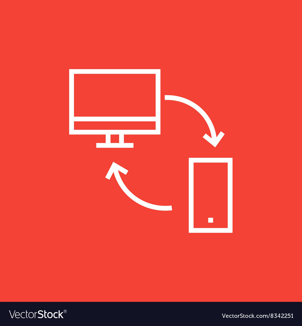 Synchronization computer with mobile device line Vector Image