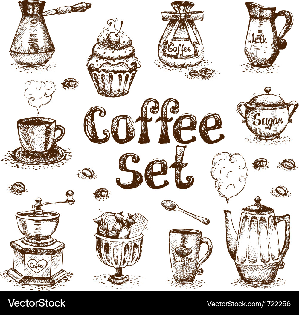 Coffee set Royalty Free Vector Image - VectorStock