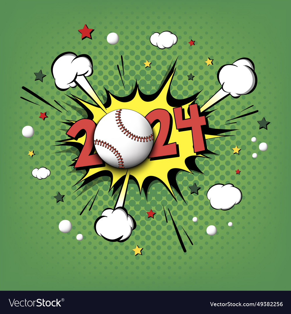 Happy new year 2024 and baseball ball Royalty Free Vector