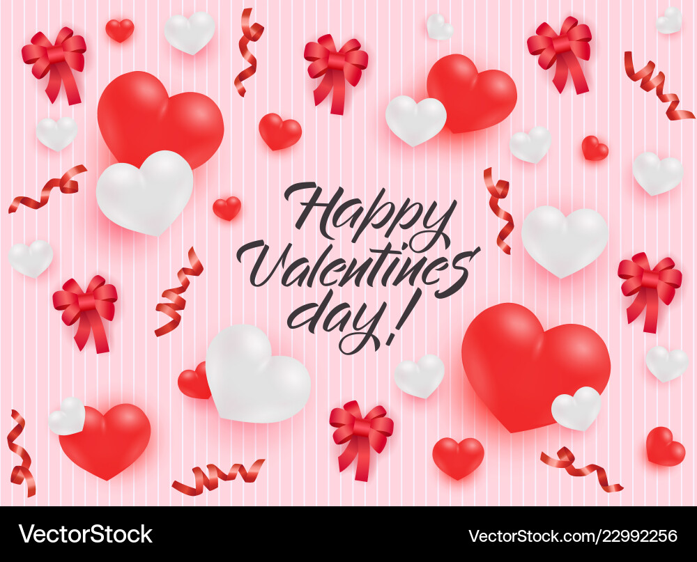 Happy Valentines Day Congratulation Banner With Vector Image
