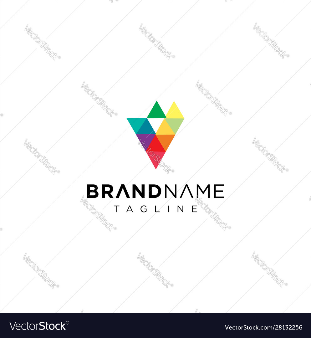 Letter v logo pixel triangle geometric colorful Vector Image