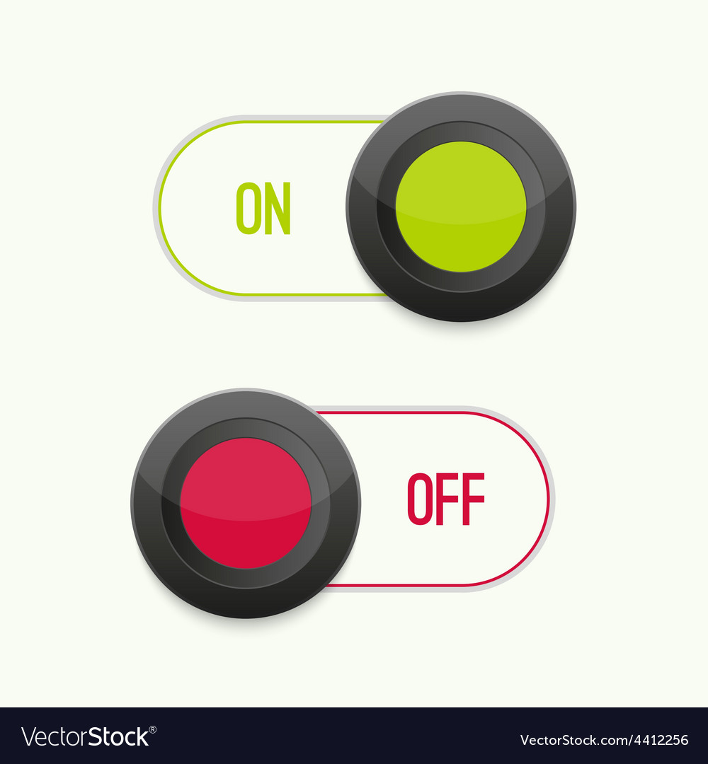 Toggle switch on and off Royalty Free Vector Image