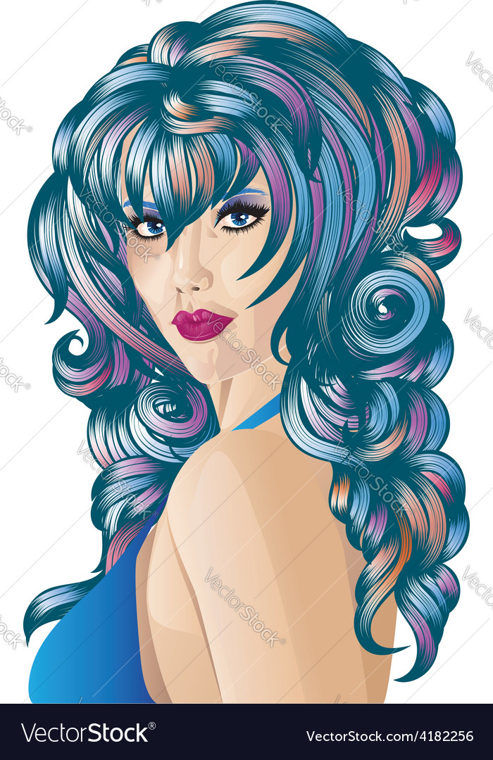 Blue wig vector sale