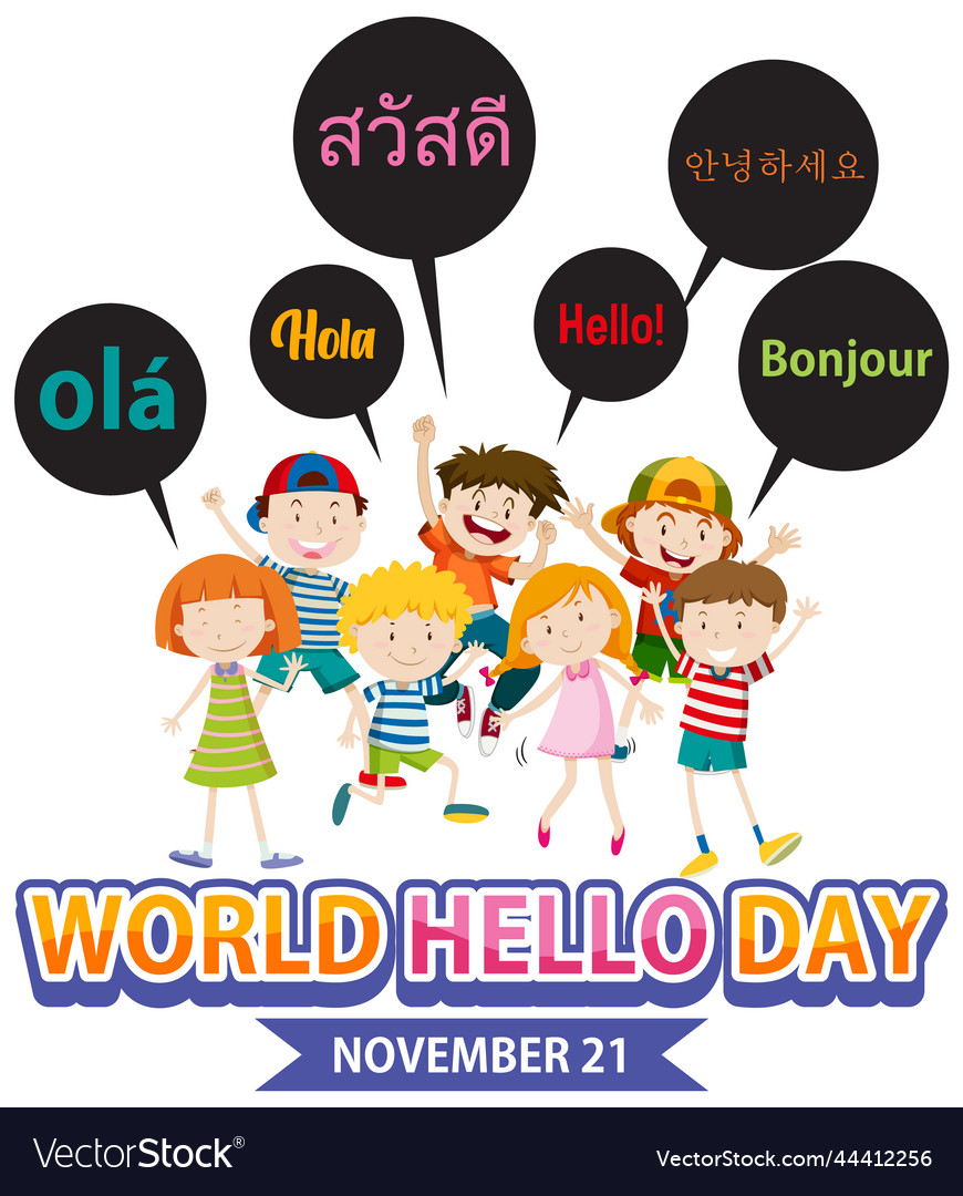 World hello day banner design Royalty Free Vector Image