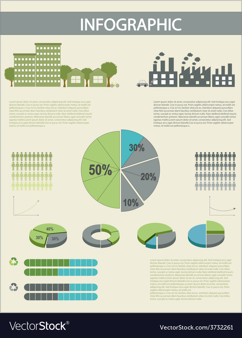 An infographics with pie graphs Royalty Free Vector Image