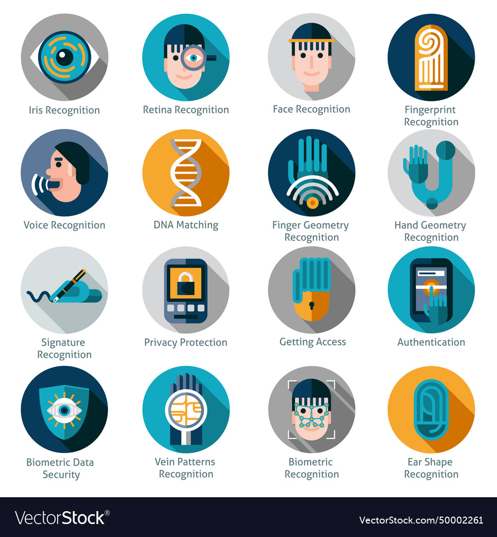 Biometric authentication icons Royalty Free Vector Image