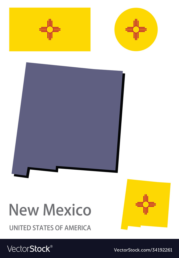 Flag and silhouette new mexico Royalty Free Vector Image