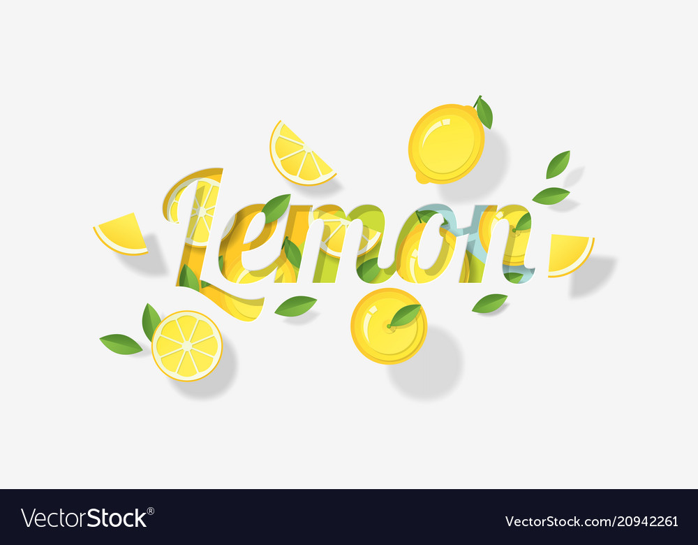 word-lemon-design-in-paper-art-style-royalty-free-vector