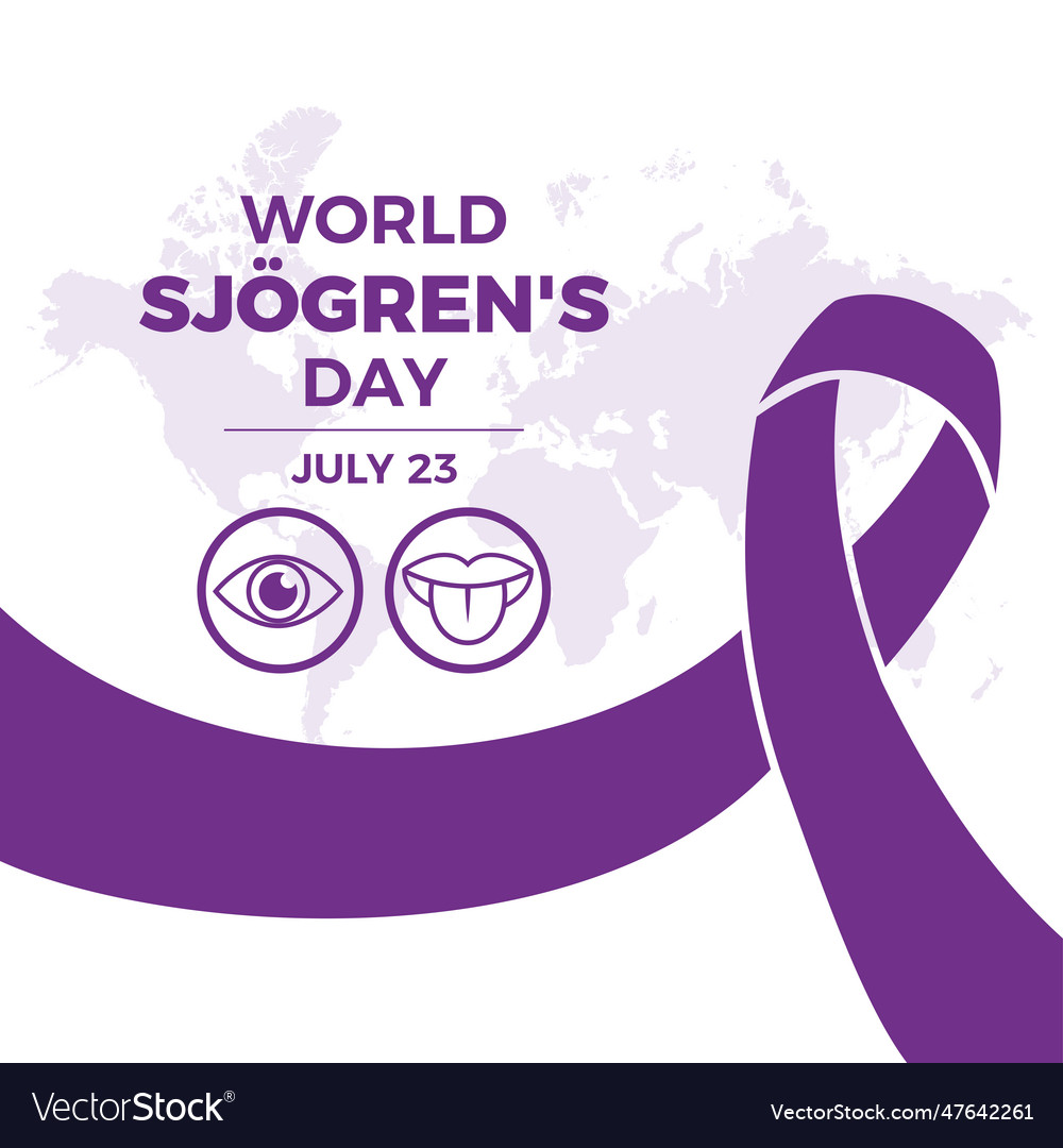 World sjogrens day poster with purple ribbon Vector Image