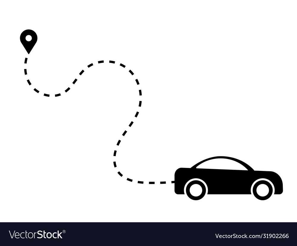 car-dotted-path-line-driving-away-from-royalty-free-vector