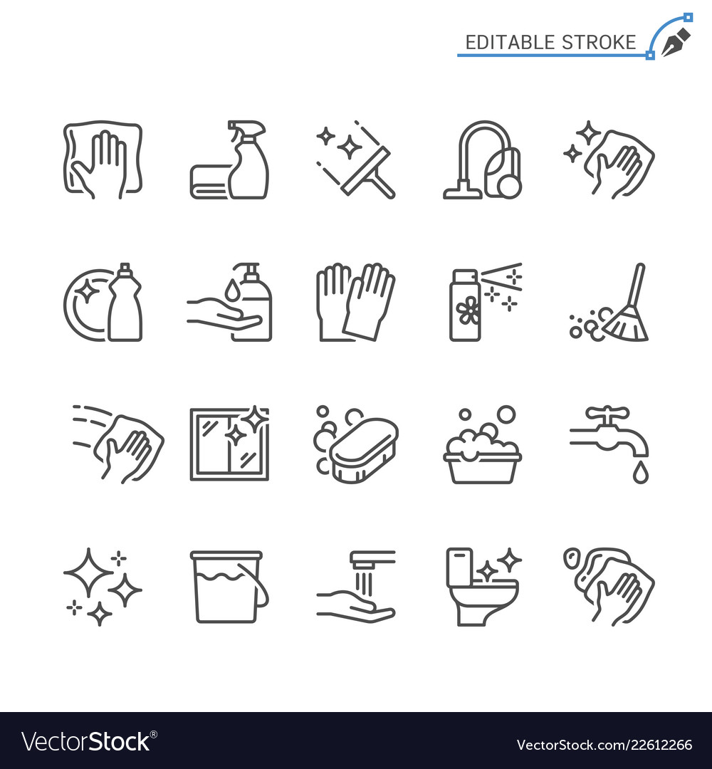 Cleaning line icons editable stroke vector image Cleaning line icons editable stroke