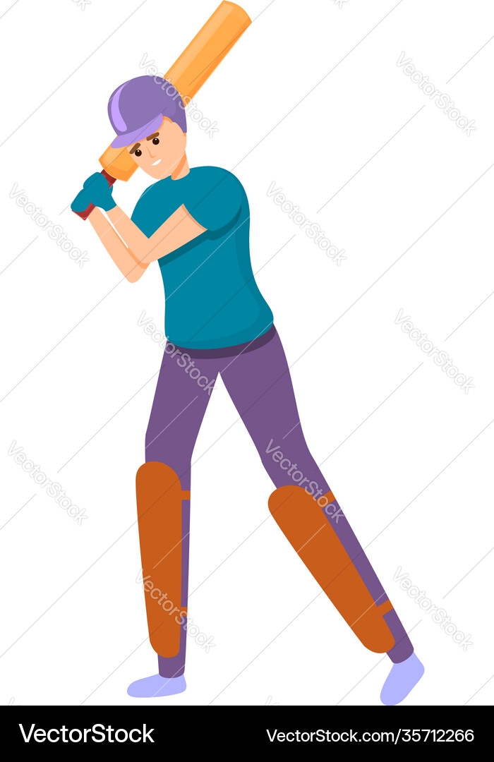 Cricket batsman icon cartoon style Royalty Free Vector Image