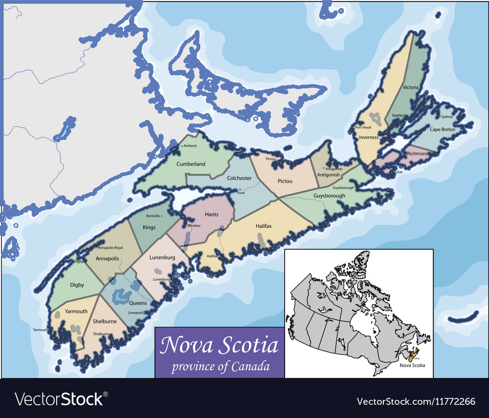 Map nova scotia Royalty Free Vector Image - VectorStock