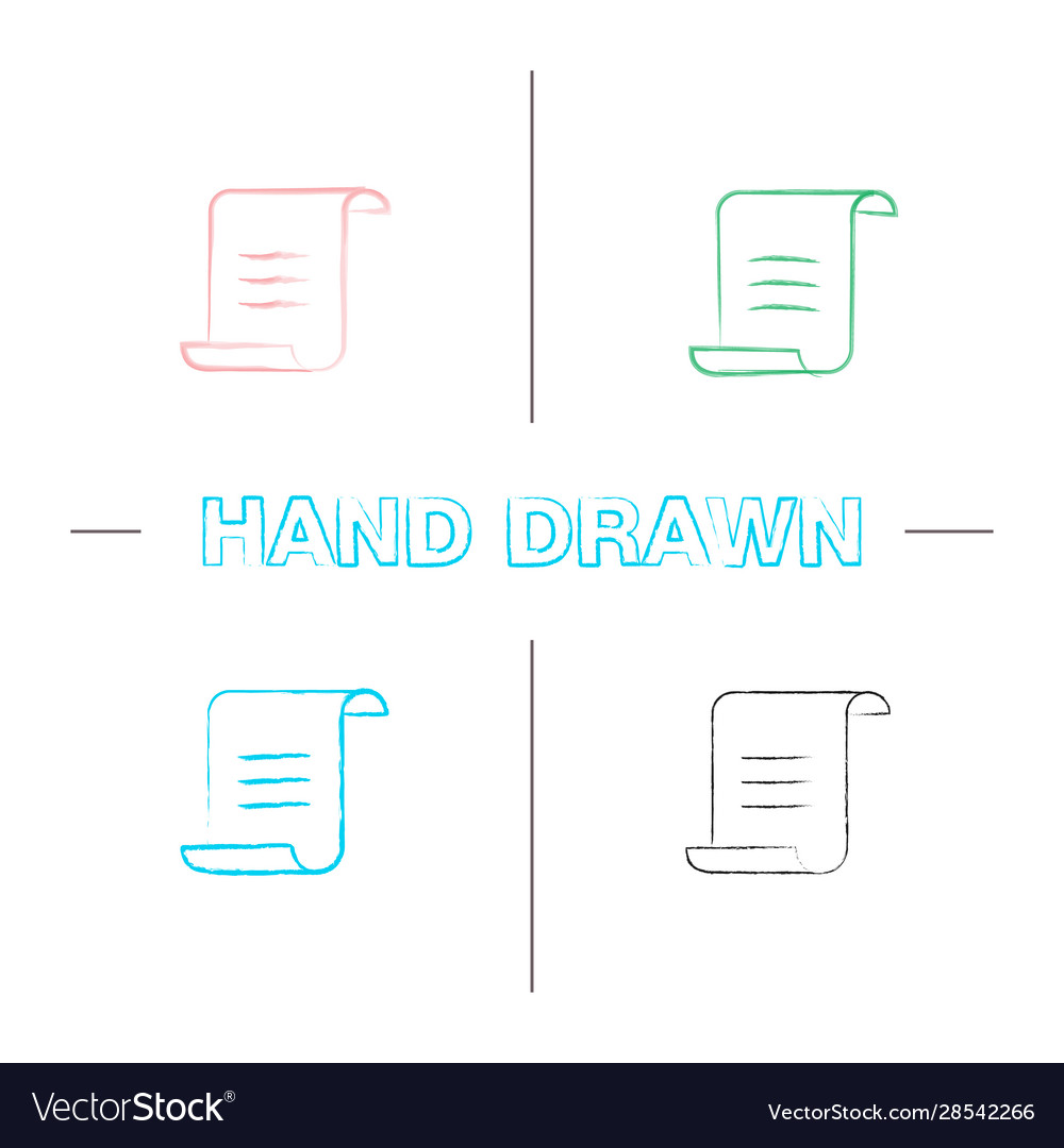 Paper scroll with text hand drawn icons set Vector Image