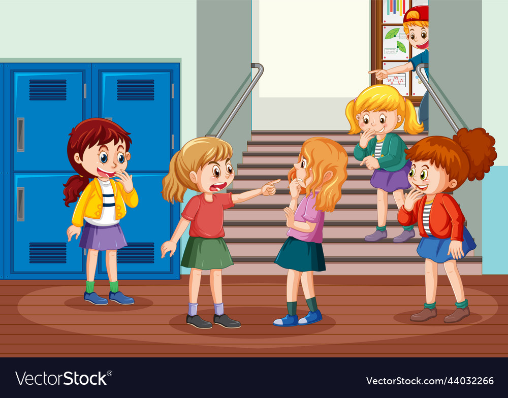 School bullying with student cartoon characters Vector Image