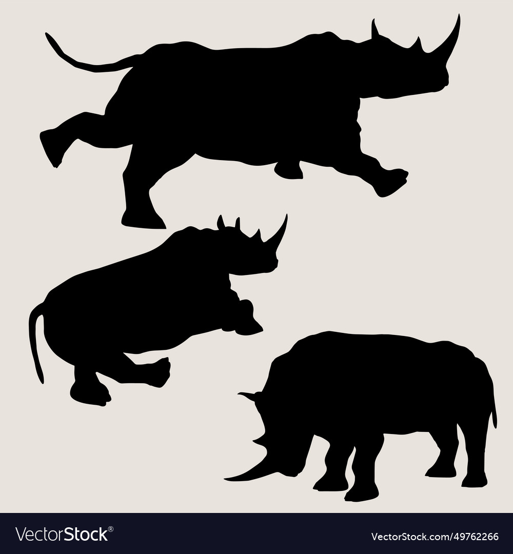 Silhouette of rhinoceros Royalty Free Vector Image