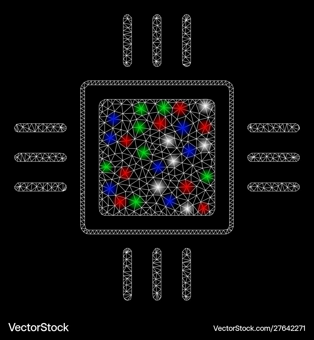 Bright mesh network processor with flash spots Vector Image
