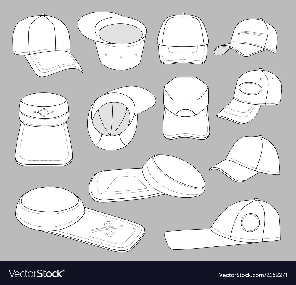 Cap template set Royalty Free Vector Image - VectorStock