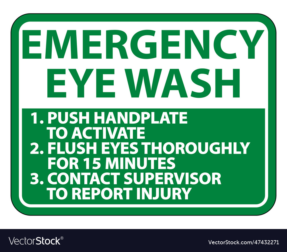 Emergency eye wash instructions sign isolate Vector Image