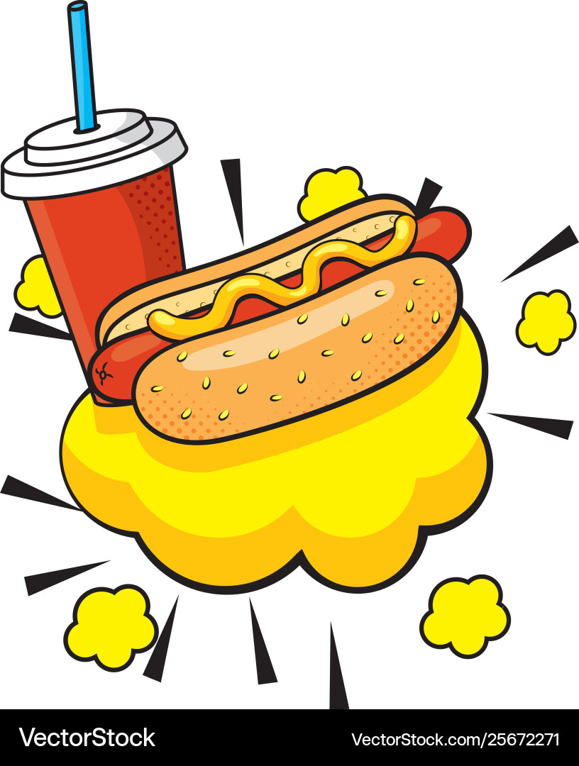 Hot dog with soda Royalty Free Vector Image VectorStock
