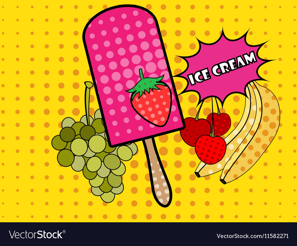 Ice cream pop art style Royalty Free Vector Image