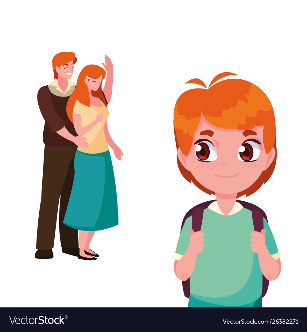 Parents with school boy Royalty Free Vector Image