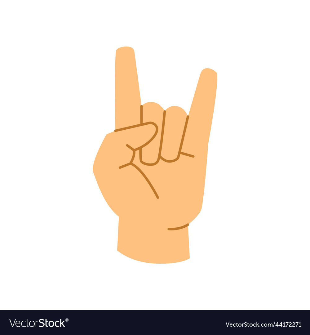 Rock n roll hand gesture horns Royalty Free Vector Image