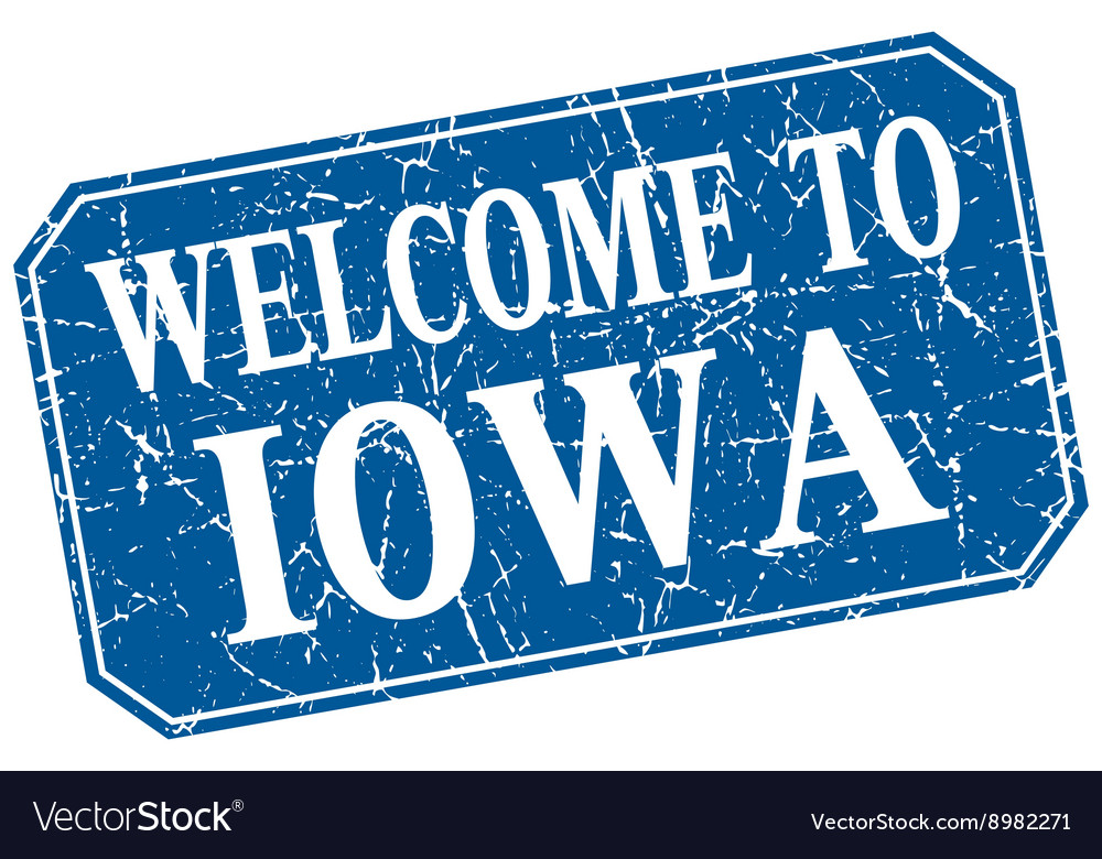 Welcome to iowa blue square grunge stamp Vector Image