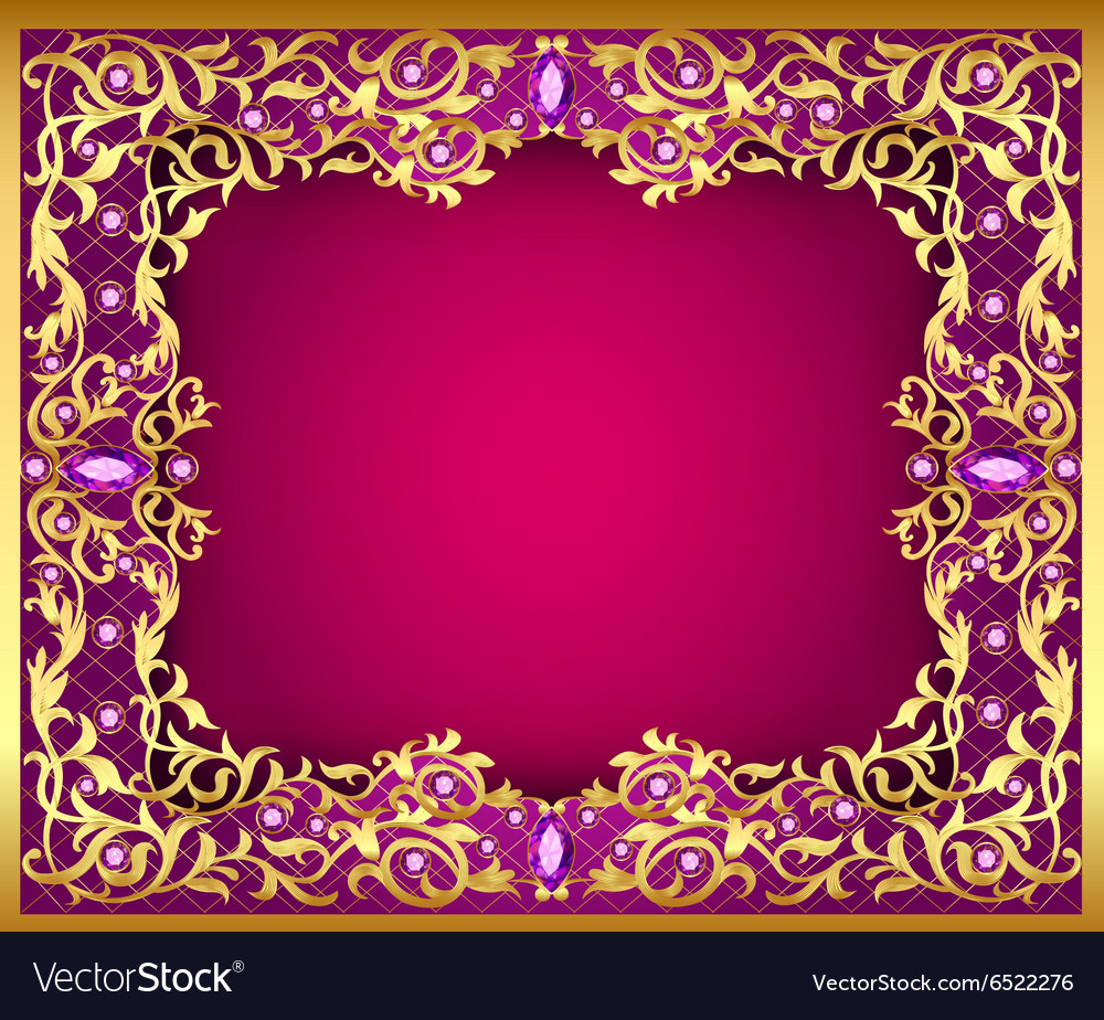 Background with gems and gold ornaments Royalty Free Vector