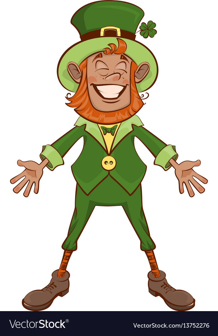 Fun patrick with red beard hands wide apart Vector Image