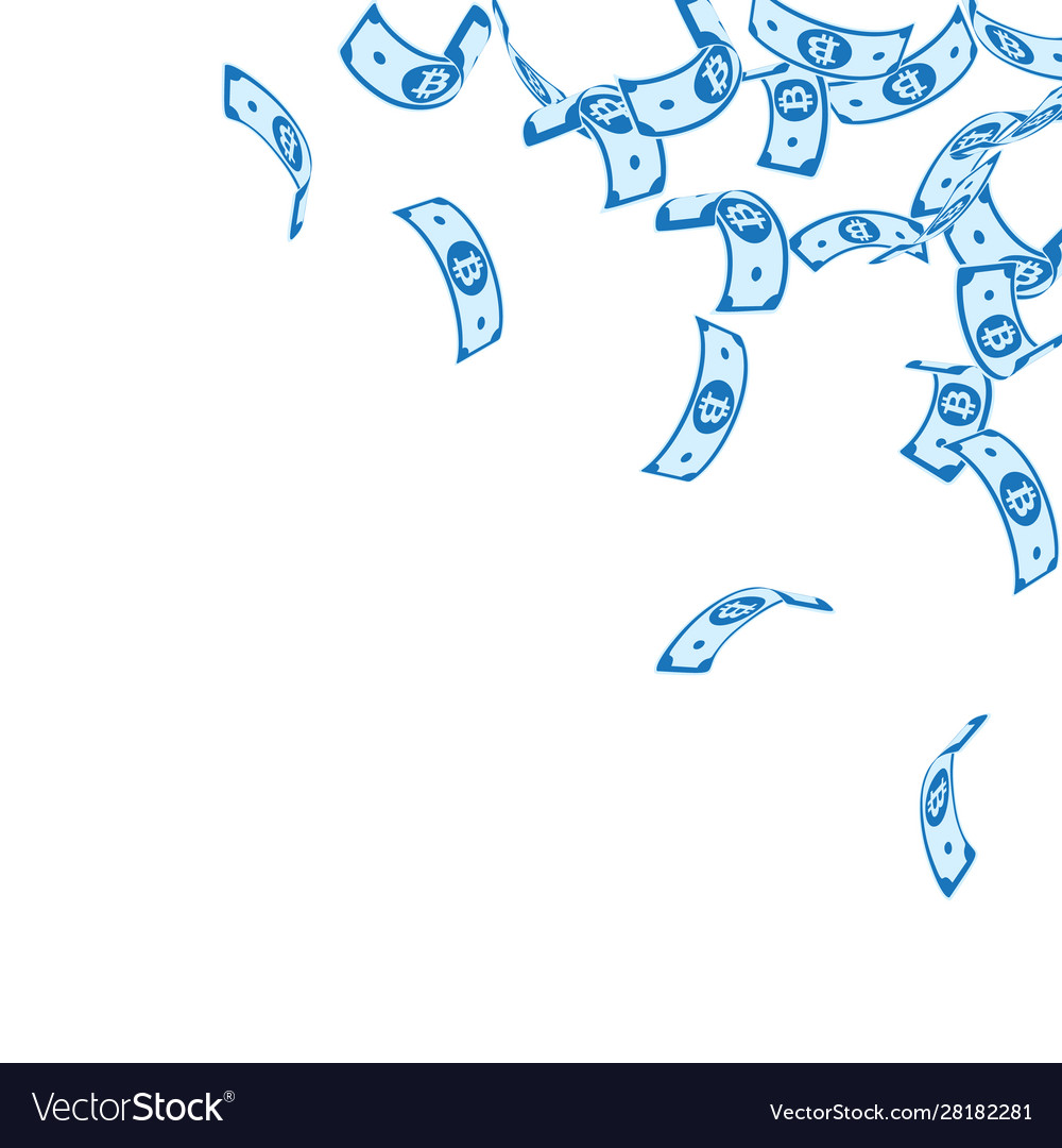 Bitcoin internet currency notes falling floating Vector Image