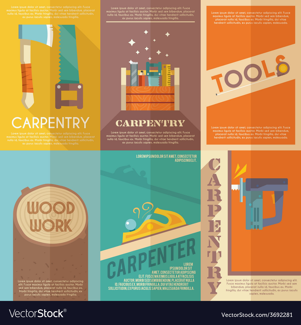 Carpentry Poster Set Royalty Free Vector Image