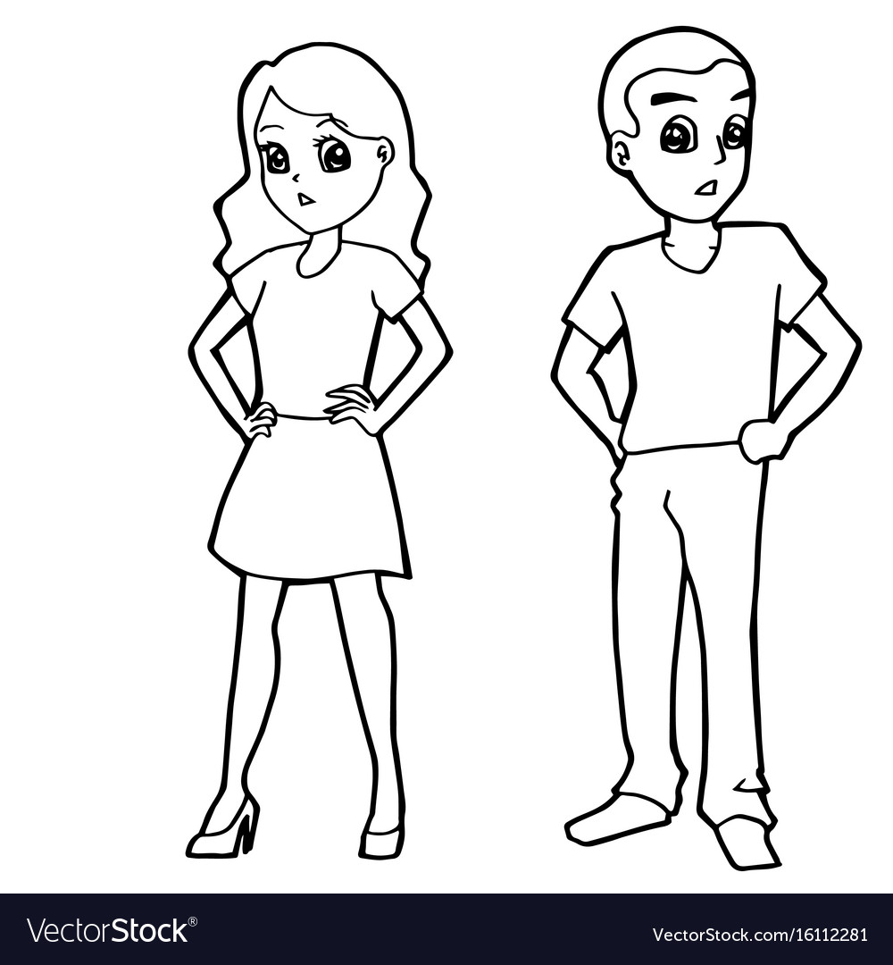 boy and girl coloring template