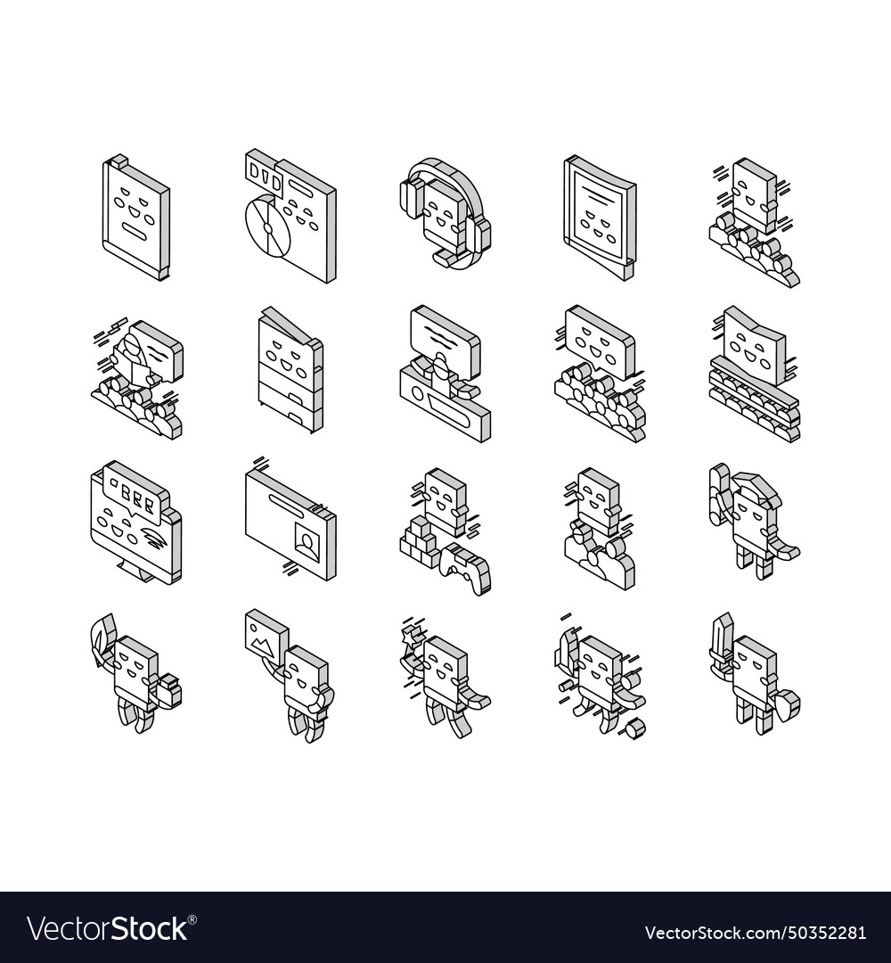 Children library read collection isometric icons Vector Image