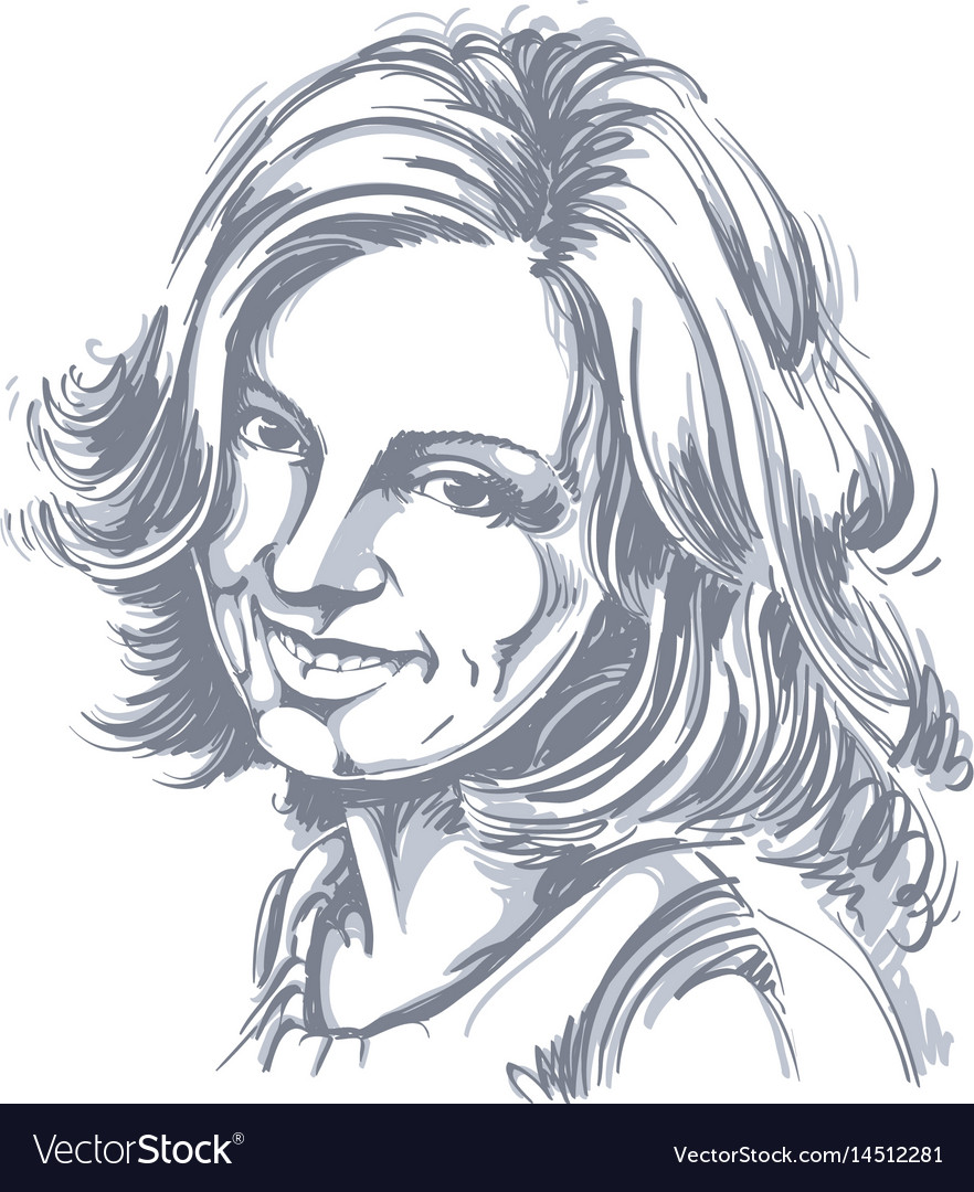 Drawing of smiling sincere woman with stylish Vector Image