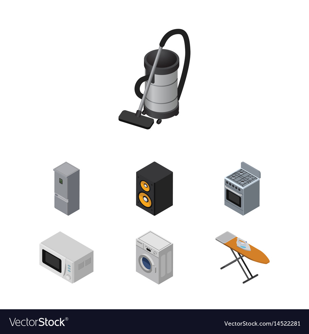 Isometrisches Technologieset von Herd-Mikrowelle