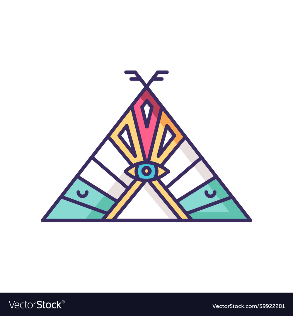 Native American Chief Teepee Rgb Color Icon Vector Image Native American Chief Teepee Rgb Color Icon Vector Image