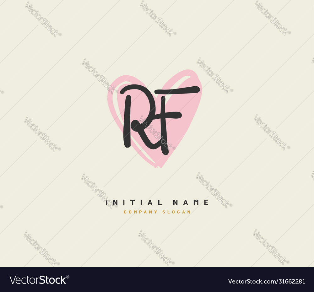 R f rf beauty initial logo handwriting logo Vector Image