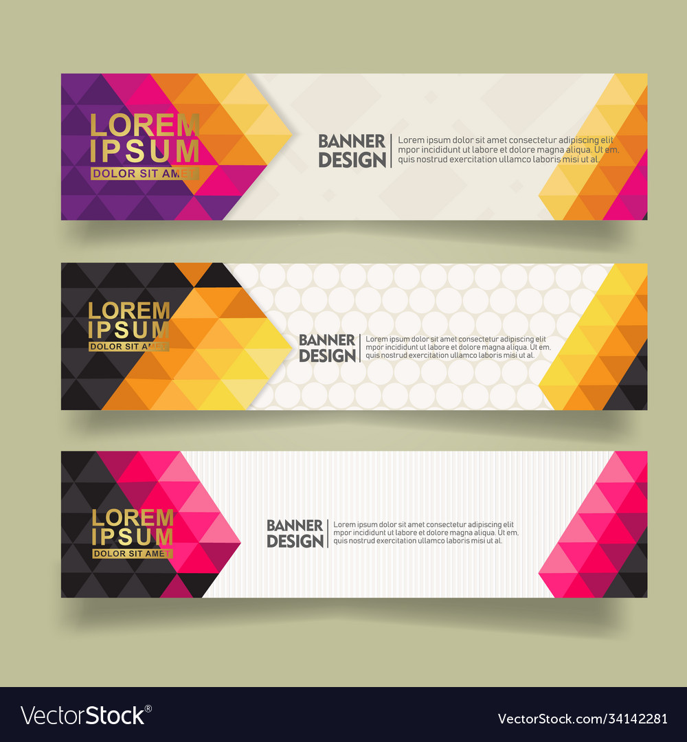 Set abstract banner template design with triangle Vector Image