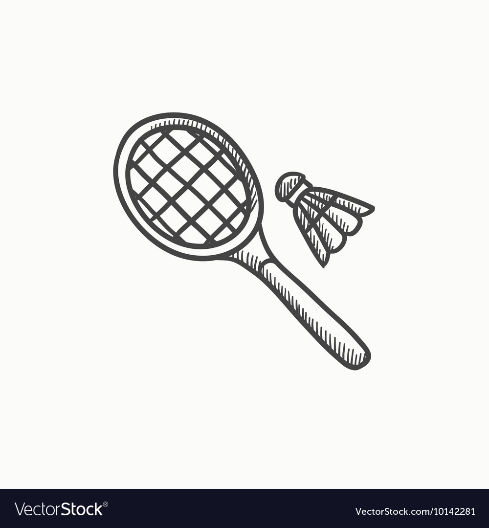 Shuttlecock and badminton racket sketch icon Vector Image