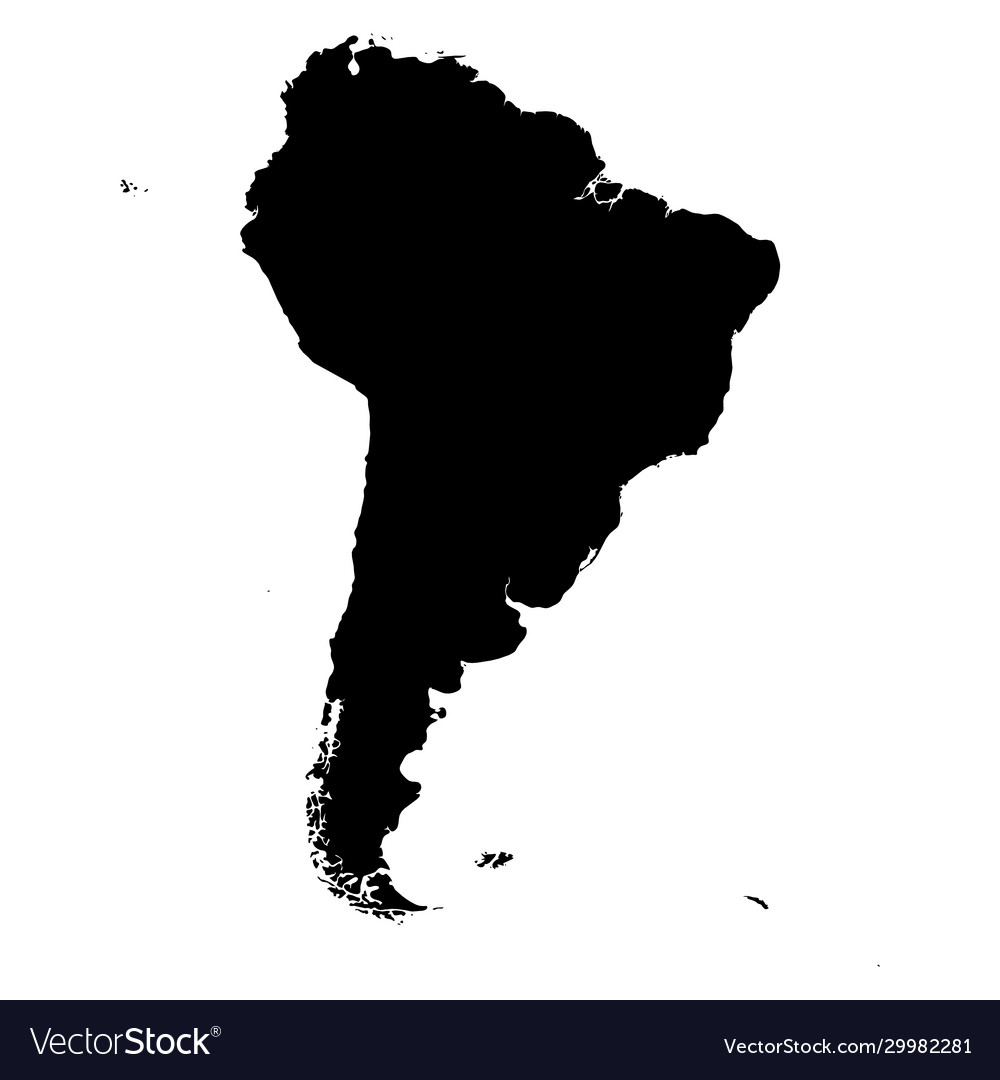 South america black silhouette contour map Vector Image