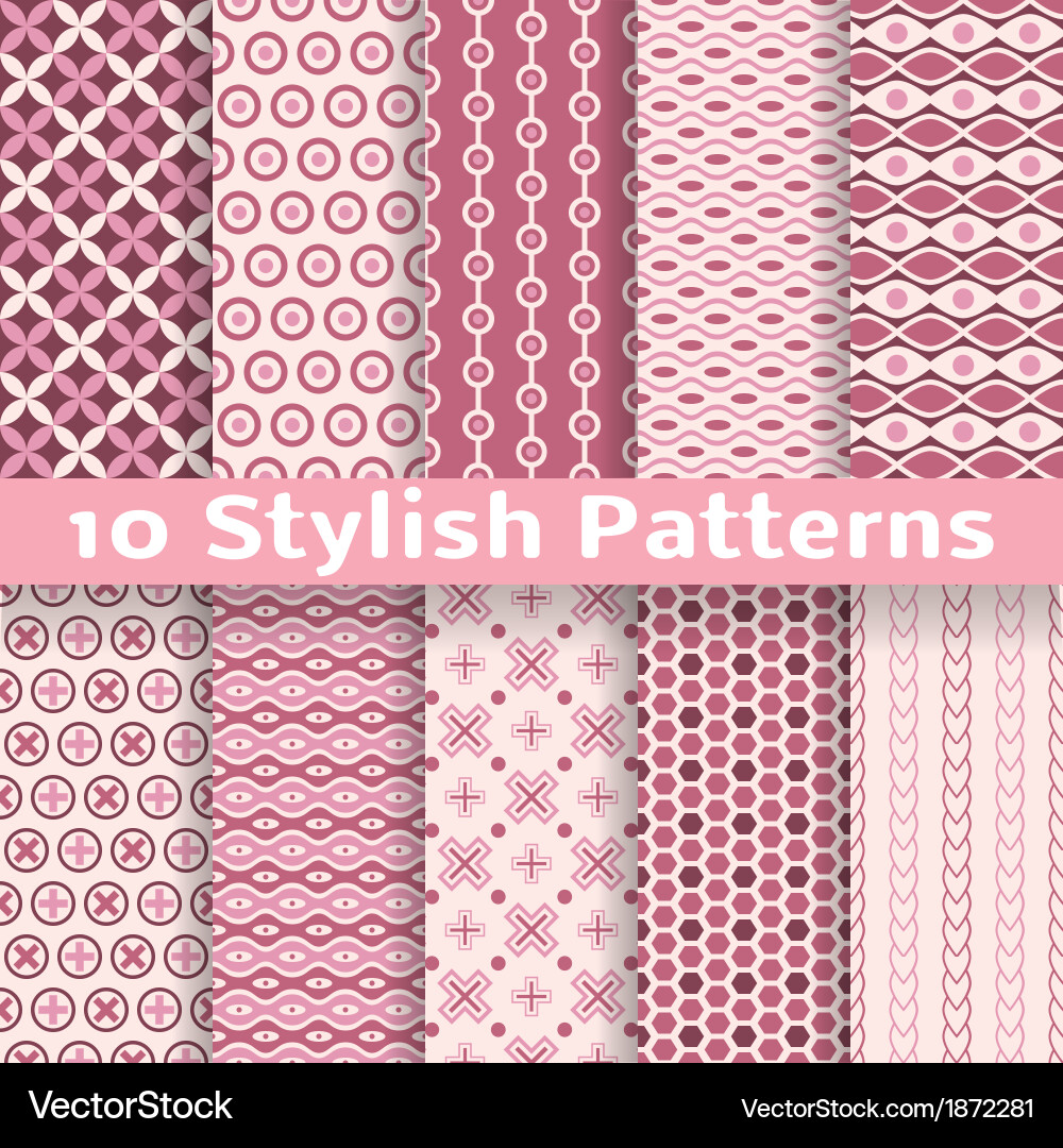 Stylish seamless patterns tiling Pink color Vector Image