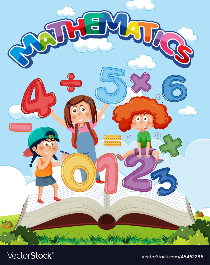 Children cartoon character with math and number Vector Image