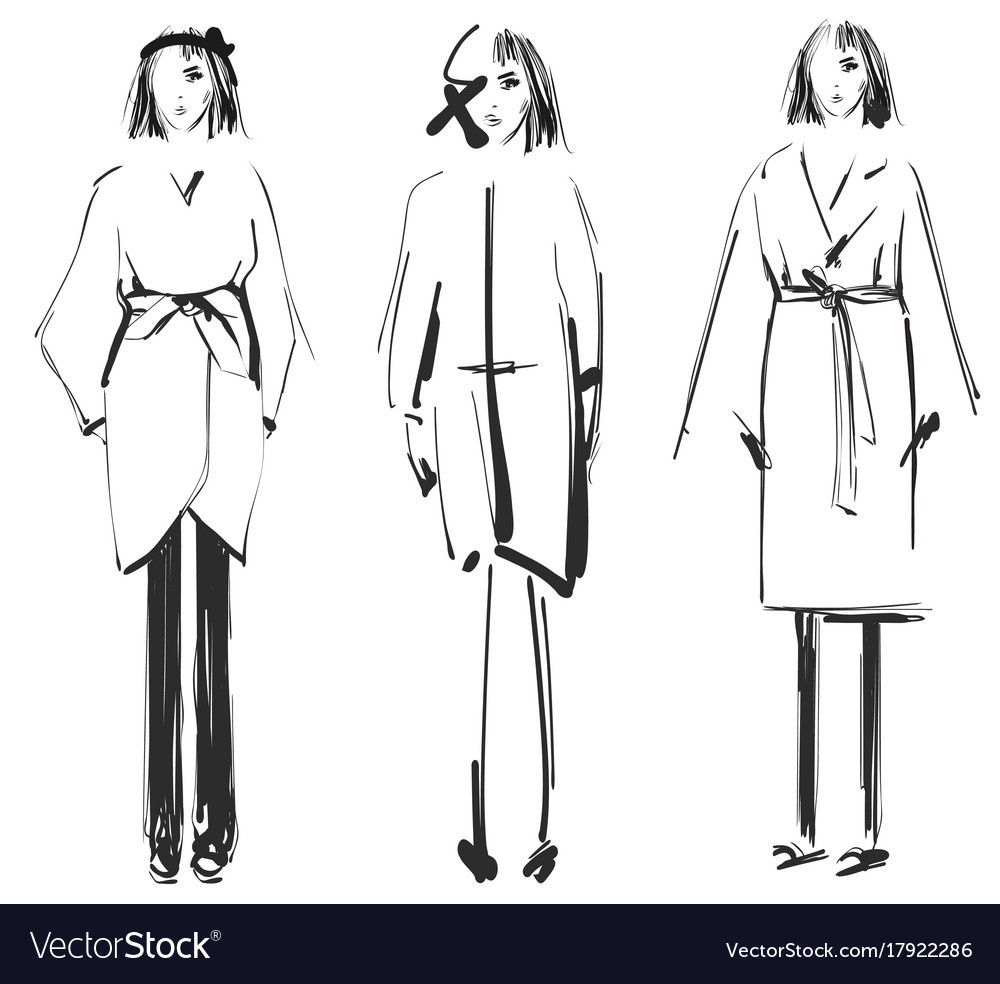 Fashion models sketch coat