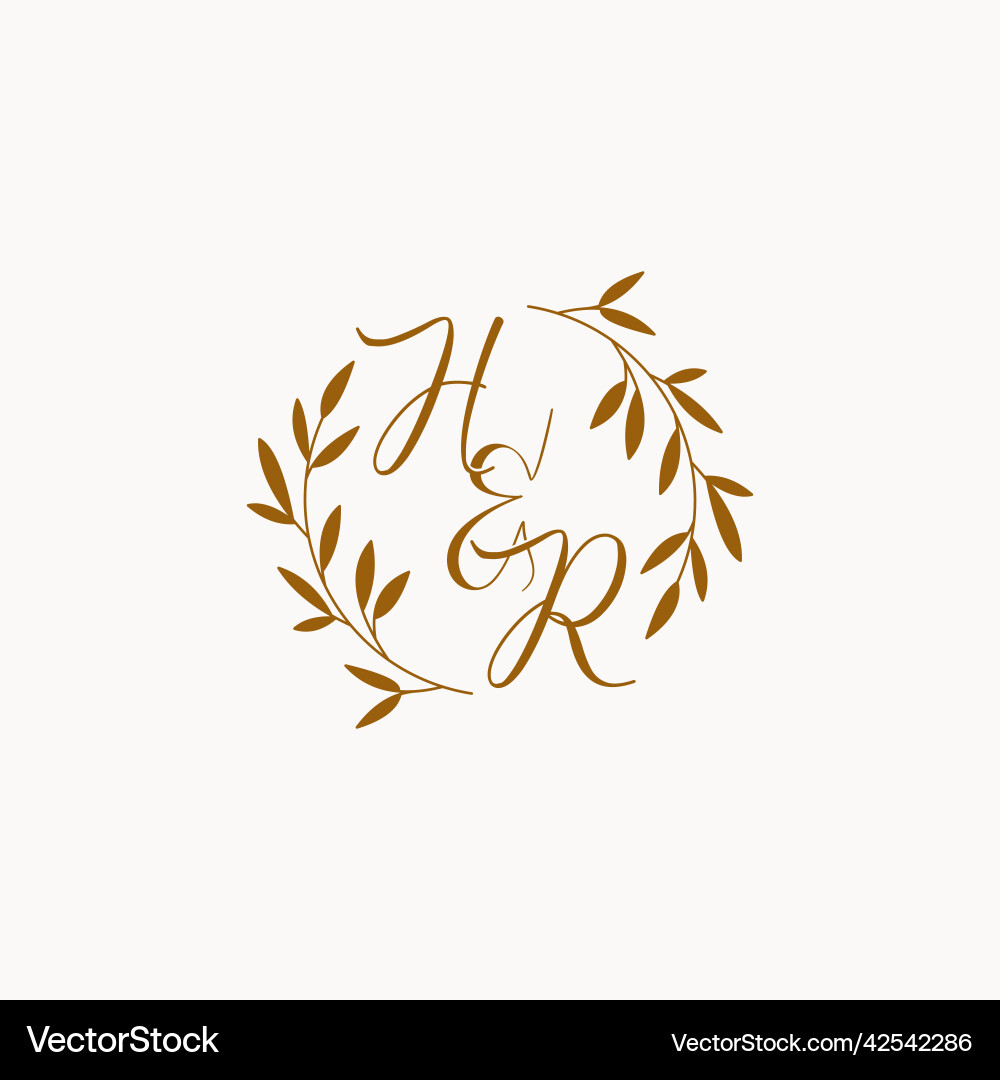 Hr initial wedding monogram logo Royalty Free Vector Image