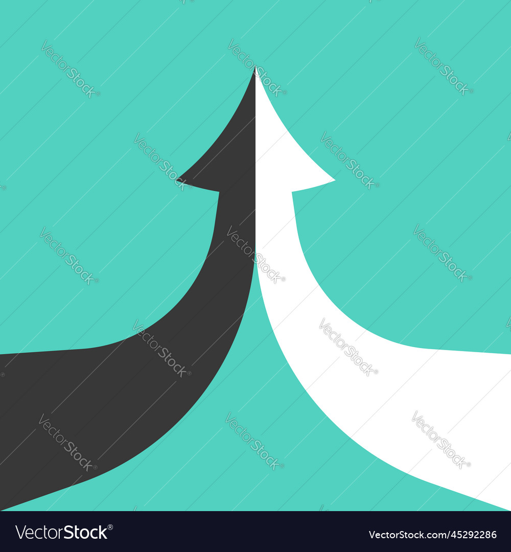 Merging arrows black white Royalty Free Vector Image