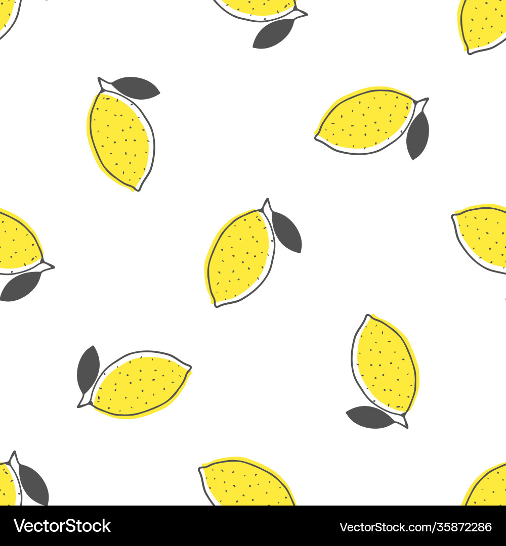 Seamless pattern with lemon on white Royalty Free Vector