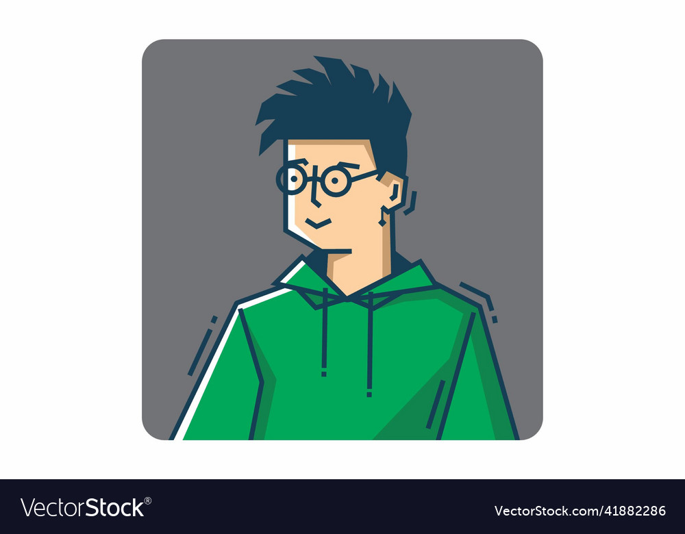 Stiff guy with standing hair wearing round glasses