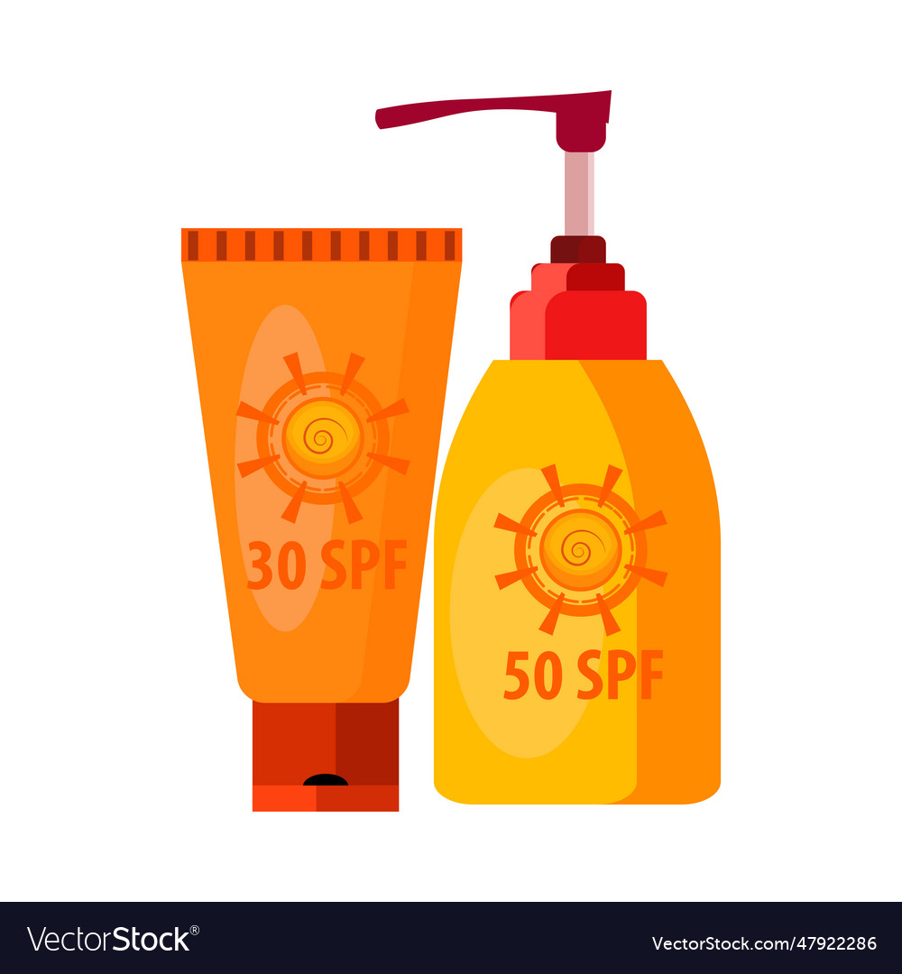 Sunblock cream tube flask lotion Royalty Free Vector Image