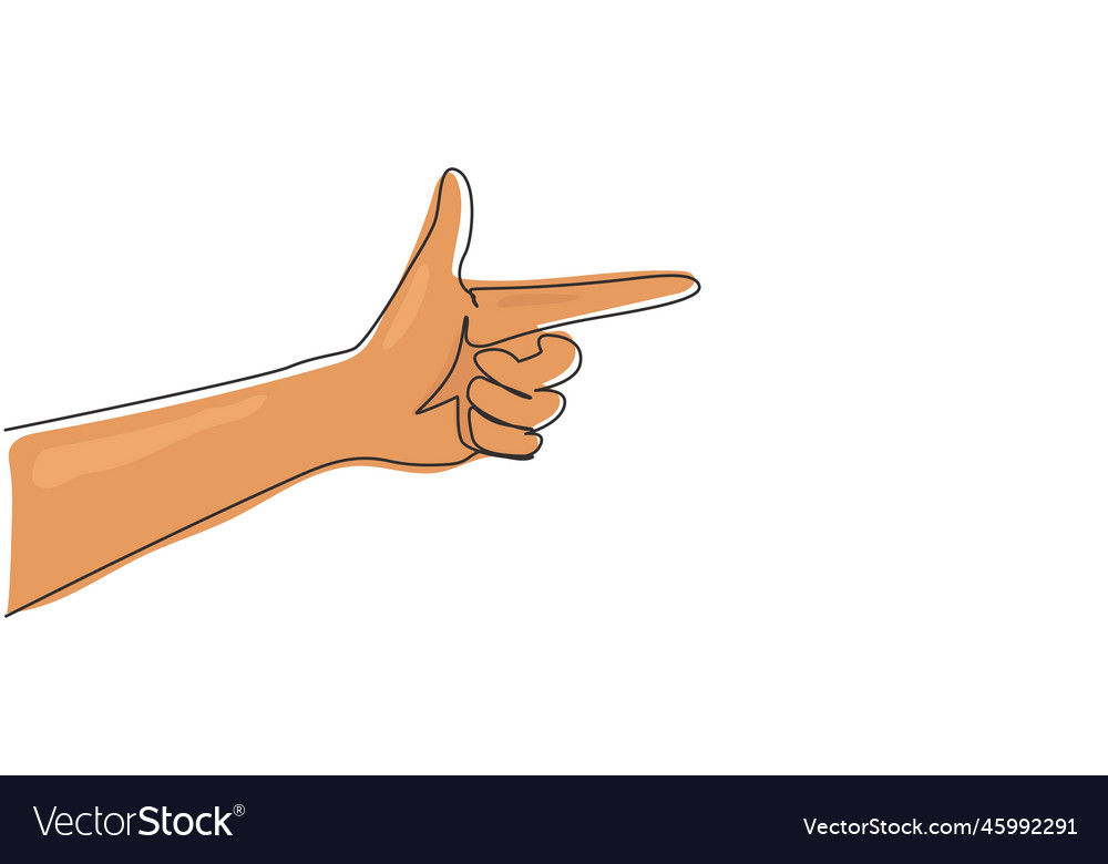 Continuous one line drawing hand making gun Vector Image